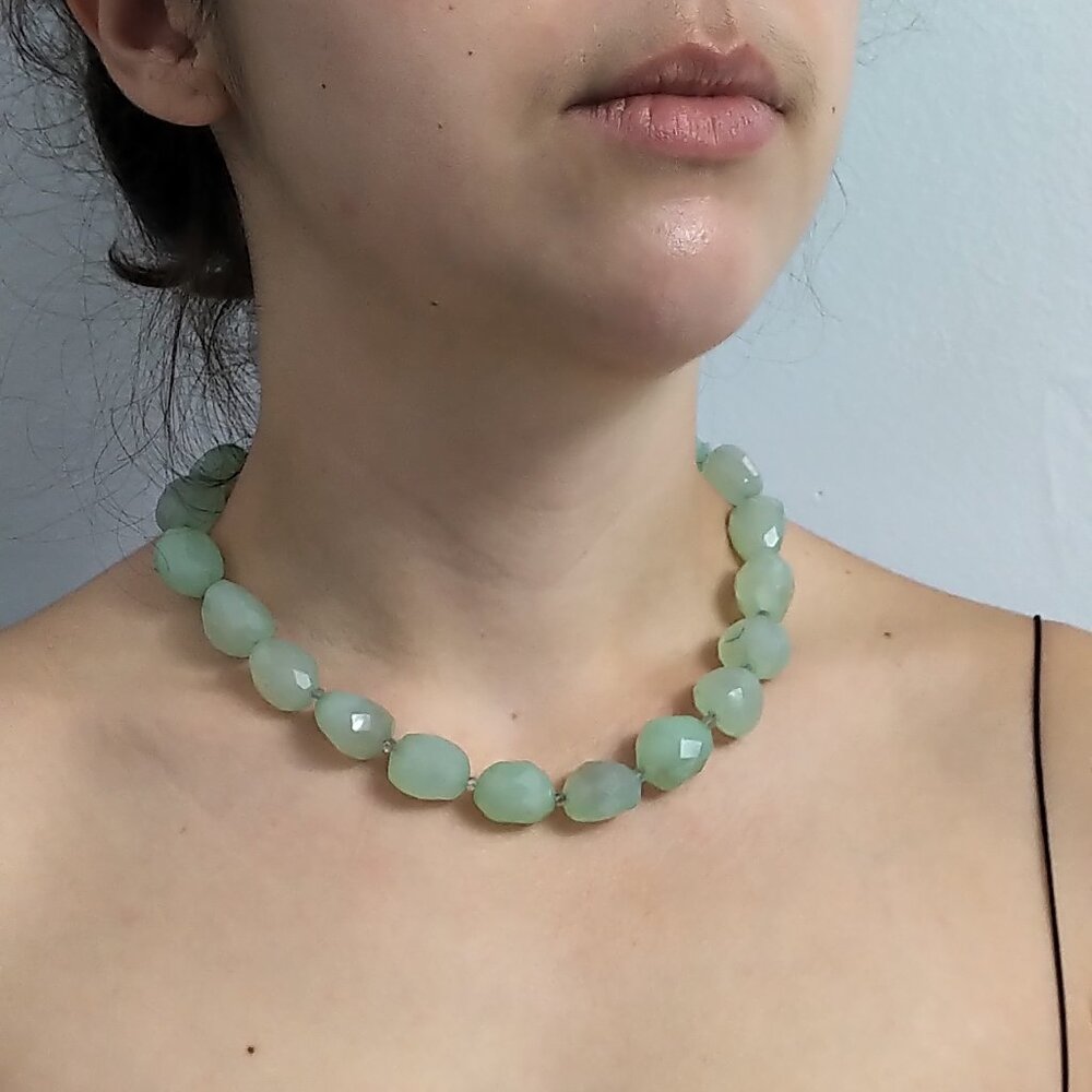 Luminous Natural Chalcedony Statement Necklace